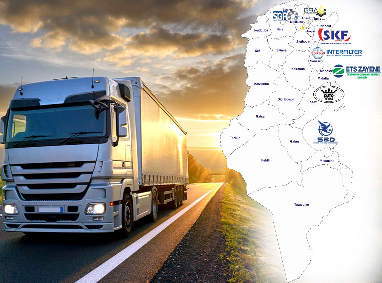 Carte des distributeurs Afrilub en Tunisie